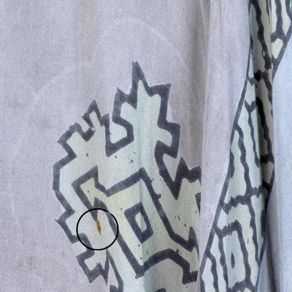 Vintage Handmade Blue Ying Yang Tunic Shirt Kaftan Oversized Hippie Lagen Flawed - Picture 6 of 12